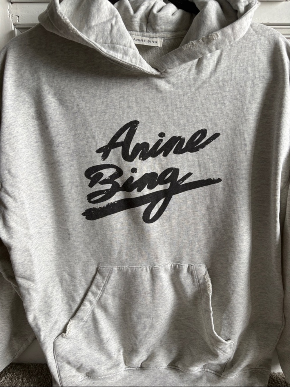 Anine Bing Harvey oversized gray Pullover with Script Tag - Picture 4 of 6